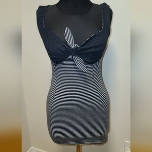 FRACOMINA nautical denim bustier striped Long Line top S